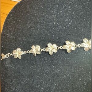 🌸 925 Sterling Silver Flower Anklet Bracelet 9.5” | Floral Link